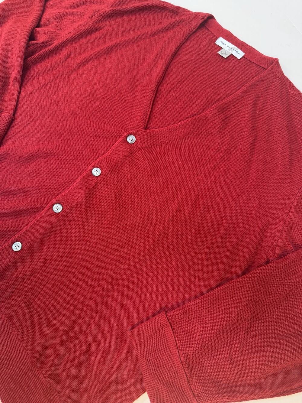 Mens Vintage Cherry Red Size Extra Large 90s Cypress Links Cardigan
